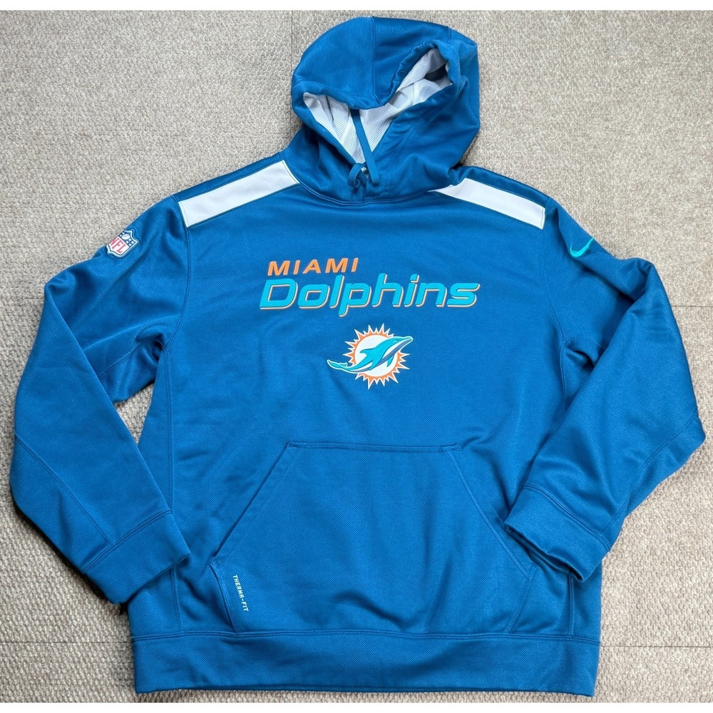 Nike Therma Fit On Field NFL Miami Dolphins Long‎ Sleeve Hoodie Size XL